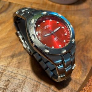 Authentic Fossil Blue men’s silver watch